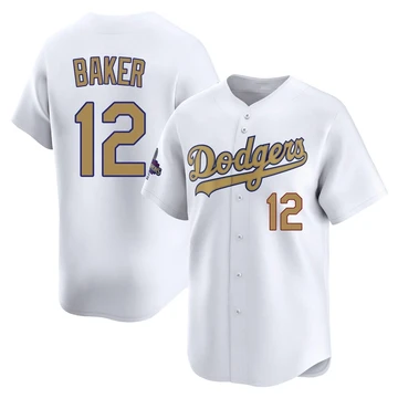 Men's Los Angeles Dodgers Dusty Baker ＃12 Gold Limited White 2025 Collection Jersey