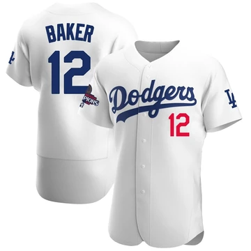 Men's Los Angeles Dodgers Dusty Baker ＃12 White Authentic Home Official 2024 World Series Champions Jersey