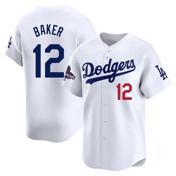 Men's Los Angeles Dodgers Dusty Baker ＃12 White Limited Home 2024 World Series Champions Jersey