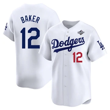 Men's Los Angeles Dodgers Dusty Baker ＃12 White Limited Home 2025 World Series Jersey