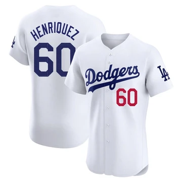 Men's Los Angeles Dodgers Edgardo Henriquez ＃60 White Elite Home Jersey