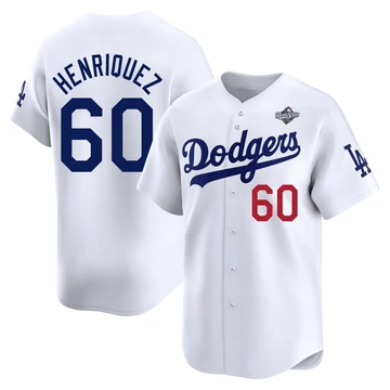 Men's Los Angeles Dodgers Edgardo Henriquez ＃60 White Limited Home 2025 World Series Jersey
