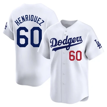 Men's Los Angeles Dodgers Edgardo Henriquez ＃60 White Limited Home Jersey
