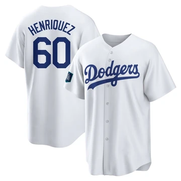 Men's Los Angeles Dodgers Edgardo Henriquez ＃60 White Replica 2024 World Tour Seoul Series Home Jersey