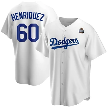 Men's Los Angeles Dodgers Edgardo Henriquez ＃60 White Replica Home 2024 World Series Jersey