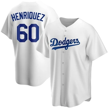 Men's Los Angeles Dodgers Edgardo Henriquez ＃60 White Replica Home Jersey