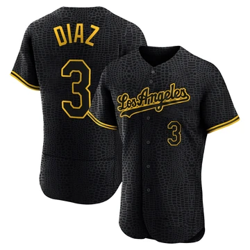 Men's Los Angeles Dodgers Edwin Diaz ＃3 Black Authentic Snake Skin City Jersey