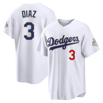 Men's Los Angeles Dodgers Edwin Diaz ＃3 Gold Limited White 2026 Collection Stadium Jersey