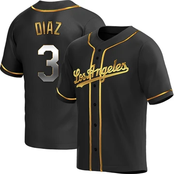 Men's Los Angeles Dodgers Edwin Diaz ＃3 Gold Replica Black en Alternate Jersey