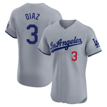 Men's Los Angeles Dodgers Edwin Diaz ＃3 Gray Elite Road Jersey