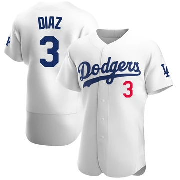 Men's Los Angeles Dodgers Edwin Diaz ＃3 White Authentic Home Jersey