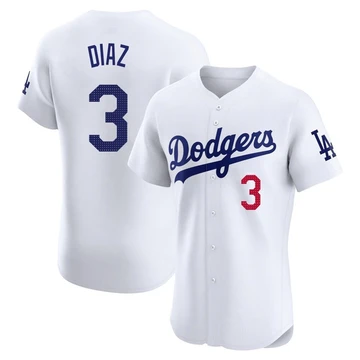 Men's Los Angeles Dodgers Edwin Diaz ＃3 White Elite Home Jersey
