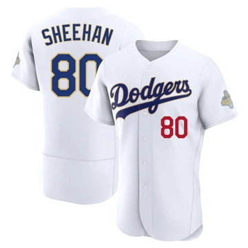 Men's Los Angeles Dodgers Emmet Sheehan ＃80 Gold Authentic White 2026 Collection Jersey