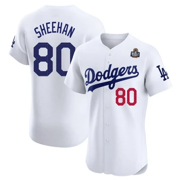 Men's Los Angeles Dodgers Emmet Sheehan ＃80 White Elite Home 2024 World Series Jersey