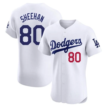 Men's Los Angeles Dodgers Emmet Sheehan ＃80 White Elite Home Jersey