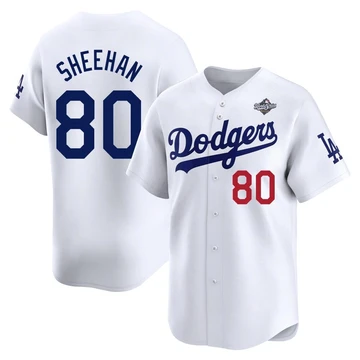 Men's Los Angeles Dodgers Emmet Sheehan ＃80 White Limited Home 2025 World Series Jersey