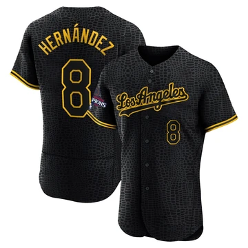 Men's Los Angeles Dodgers Enrique Hernandez ＃8 Black Authentic Snake Skin City 2024 World Series Champions Jersey