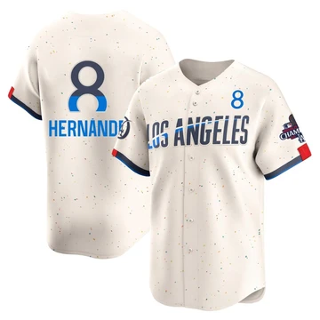 Men's Los Angeles Dodgers Enrique Hernandez ＃8 Cream Limited 2024 City Connect World Series Champions Jersey