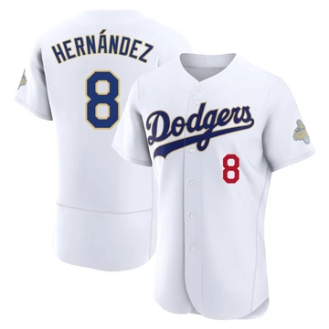 Men's Los Angeles Dodgers Enrique Hernandez ＃8 Gold Authentic White 2026 Collection Jersey