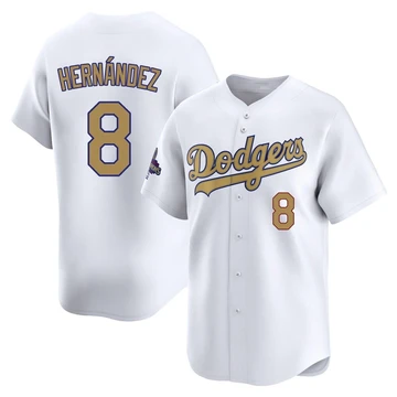 Men's Los Angeles Dodgers Enrique Hernandez ＃8 Gold Limited White 2025 Collection Jersey