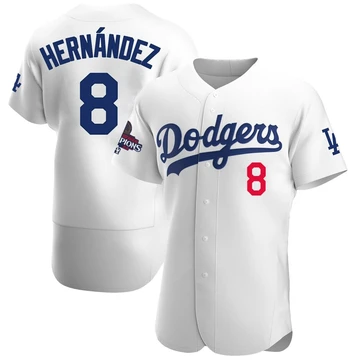Men's Los Angeles Dodgers Enrique Hernandez ＃8 White Authentic Home Official 2024 World Series Champions Jersey