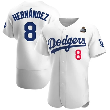 Men's Los Angeles Dodgers Enrique Hernandez ＃8 White Authentic Home Official 2024 World Series Jersey