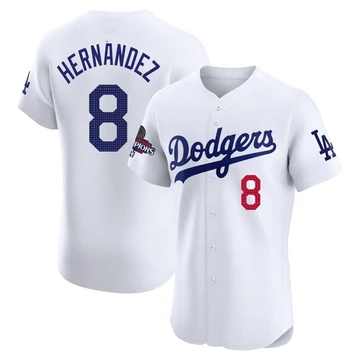 Men's Los Angeles Dodgers Enrique Hernandez ＃8 White Elite Home World Series Champions Jersey