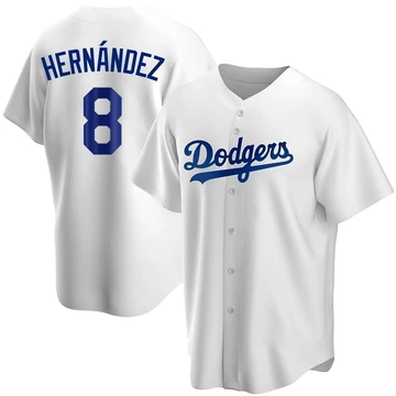 Men's Los Angeles Dodgers Enrique Hernandez ＃8 White Replica Home Jersey