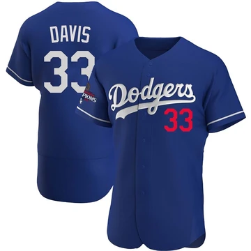Men's Los Angeles Dodgers Eric Davis ＃33 Royal Authentic Alternate 2024 World Series Champions Jersey