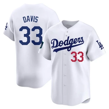 Men's Los Angeles Dodgers Eric Davis ＃33 White Limited 2024 World Tour Seoul Series Home Jersey