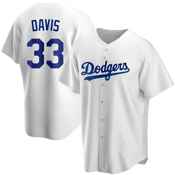 Men's Los Angeles Dodgers Eric Davis ＃33 White Replica Home Jersey