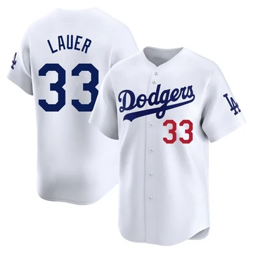 Men's Los Angeles Dodgers Eric Lauer ＃33 White Limited Home Jersey