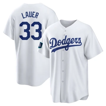 Men's Los Angeles Dodgers Eric Lauer ＃33 White Replica 2024 World Tour Seoul Series Home Jersey