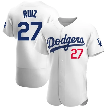 Men's Los Angeles Dodgers Esteury Ruiz ＃27 White Authentic Home Jersey