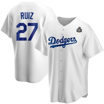 Men's Los Angeles Dodgers Esteury Ruiz ＃27 White Replica Home 2024 World Series Jersey