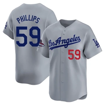 Men's Los Angeles Dodgers Evan Phillips ＃59 Gray Limited Away World Series Champions Jersey