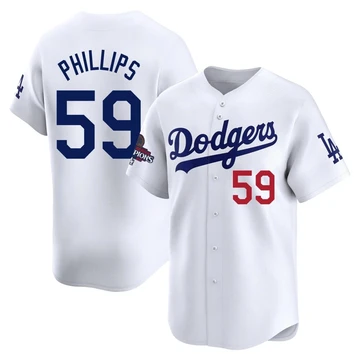 Men's Los Angeles Dodgers Evan Phillips ＃59 White Limited Home 2024 World Series Champions Jersey