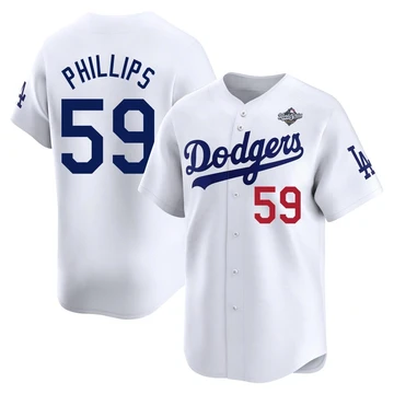 Men's Los Angeles Dodgers Evan Phillips ＃59 White Limited Home 2025 World Series Jersey