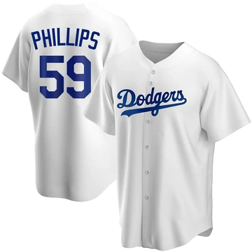Men's Los Angeles Dodgers Evan Phillips ＃59 White Replica Home Jersey