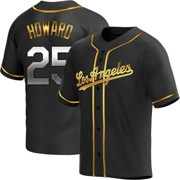 Men's Los Angeles Dodgers Frank Howard ＃25 Gold Replica Black en Alternate Jersey