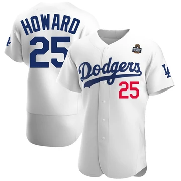 Men's Los Angeles Dodgers Frank Howard ＃25 White Authentic Home Official 2024 World Series Jersey