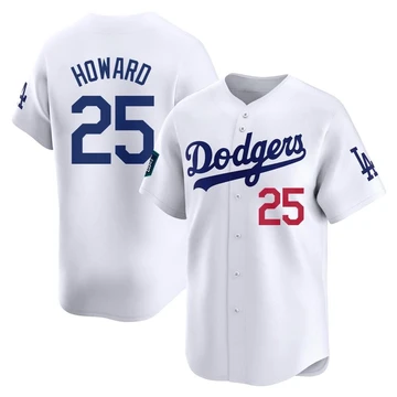 Men's Los Angeles Dodgers Frank Howard ＃25 White Limited 2024 World Tour Seoul Series Home Jersey