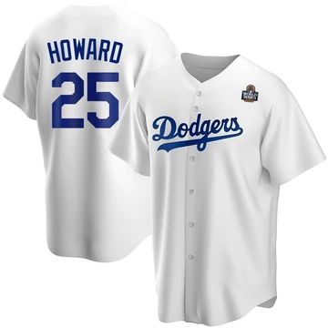 Men's Los Angeles Dodgers Frank Howard ＃25 White Replica Home 2024 World Series Jersey