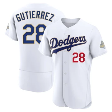 Men's Los Angeles Dodgers Franklin Gutierrez ＃28 Gold Authentic White 2026 Collection Jersey
