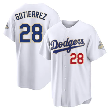 Men's Los Angeles Dodgers Franklin Gutierrez ＃28 Gold Limited White 2026 Collection Stadium Jersey