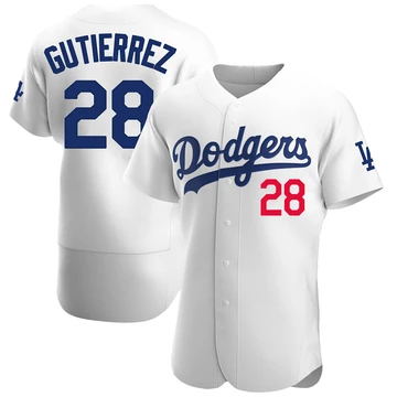 Men's Los Angeles Dodgers Franklin Gutierrez ＃28 White Authentic Home Jersey