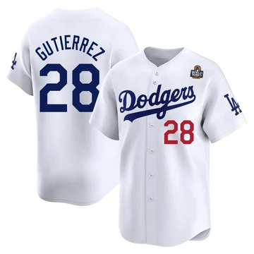 Men's Los Angeles Dodgers Franklin Gutierrez ＃28 White Limited Home 2024 World Series Jersey