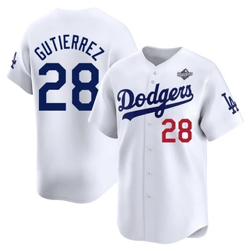 Men's Los Angeles Dodgers Franklin Gutierrez ＃28 White Limited Home 2025 World Series Jersey