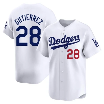 Men's Los Angeles Dodgers Franklin Gutierrez ＃28 White Limited Home Jersey