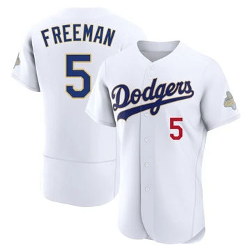 Men's Los Angeles Dodgers Freddie Freeman ＃5 Gold Authentic White 2026 Collection Jersey